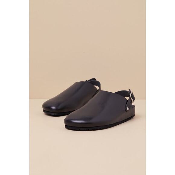 Seychelles Buckle Up Black Leather Slingback Slip-On Clogs - Picture 2 of 6